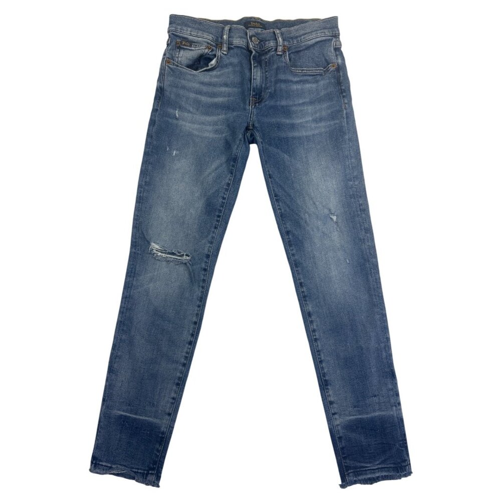 Polo Ralph Lauren Tompkins Skinny Jeans Women's 26R Distressed Blue Raw Hem